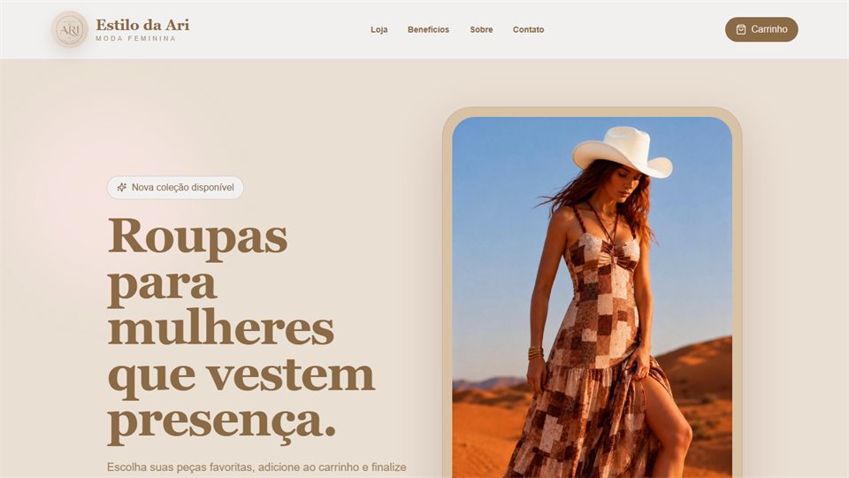 Captura do site Estilo da Ari
